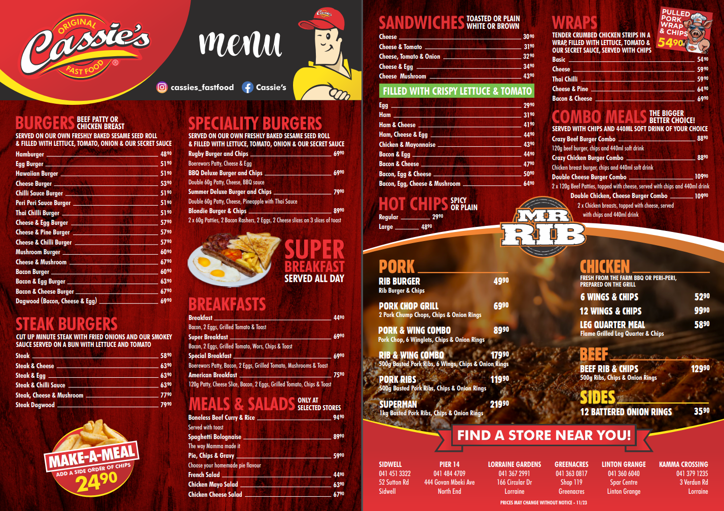 Cassie’s Menu Prices With Latest 2024